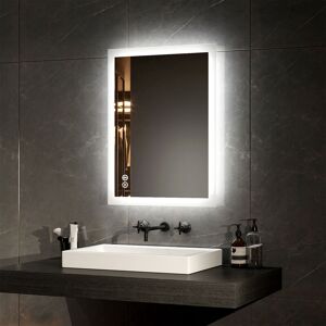 Illuminated Bathroom Mirror with Light Bathroom led Mirror with Bluetooth Shaver Socket Demister 450x600mm - Emke