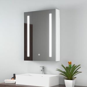 Bathroom led Mirror Cabinet with Shaver Socket Illuminated Dimmable led Aluminum Mirror Cabinet with Anti-fog 500x700mm - Emke