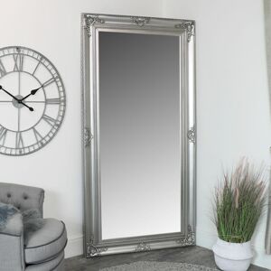 Melody Maison - Extra Large Ornate Silver Wall / Floor / Leaner Full Length Mirror 100cm x 200cm - Silver