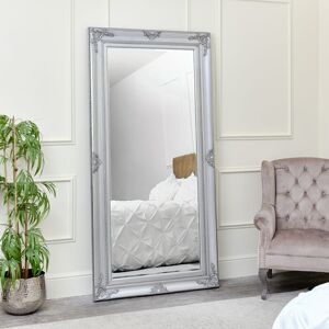 MELODY MAISON Extra Large Ornate Silver Wall/Leaner Mirror 100cm x 200cm - Silver