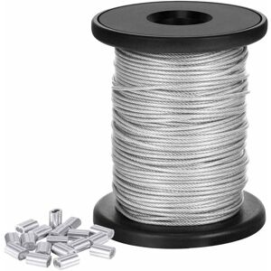 HÉLOISE Frame Hanging Wire, Stainless Steel Wire Spool, 1.5mm50m Picture Hanging Wire with 20Pcs Crimp Sleeves for Hanging Mirrors, Wall Decor, Picture Frames