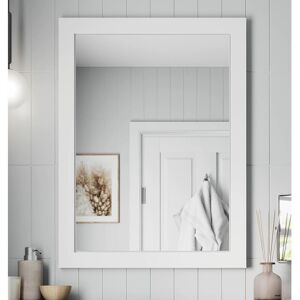 ARTIS Framed Wooden Bathroom Mirror Wood Frame Wall Mounted Mirrors Grey 800 x 600mm - White