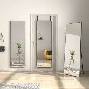 Acezanble - Full Length Mirror 140x40cm, Free Standing Leaning Mirror Door Hanging Mounted Mirror Aluminum Frame Modern Simple Home Decor for Living