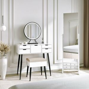 CARME HOME Gabriella x Nikita led Mirror Dressing Table and Mirror Jewellery Cabinet 2 Piece Set - White