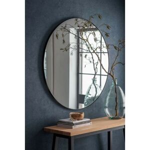 Cherington Indoor Round Wall Hallway Mirror 100cm Black Steel - Garden Trading