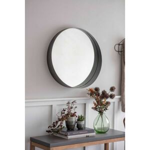 Farringdon Indoor Wall Hung Round Hallway Lounge Mirror Steel - Garden Trading