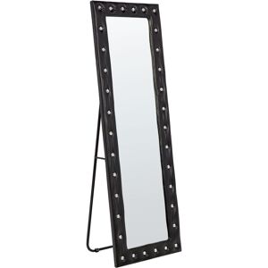 Beliani - Glamour pu Leather Standing Floor Mirror Decorative 50 x 150 cm Black Ansouis - Black