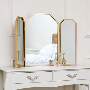 Melody Maison - Gold Hexagon Triple Dressing Table Mirror 82cm x 59cm - Gold