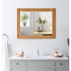 Hallowood Furniture - Waverly Small Wall Mirror in Light Oak, Solid Oak Framed Small Mirror, Rectangle Wall Mirror, Wall Hanging Mirror for Bedroom,