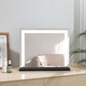 HEILMETZ Hollywood Dressing Table Mirror with Light Tabletop Vanity Mirror with Touch, 3 Color Lighting and Dimmable, Tabletop Cosmetic Mirror, Black,