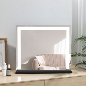 HEILMETZ Hollywood Dressing Table Mirror with Light Tabletop Vanity Mirror with Touch, 3 Color Lighting and Dimmable, Tabletop Cosmetic Mirror, Black,