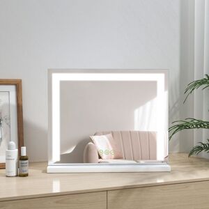 HEILMETZ Hollywood Dressing Table Mirror with Light Tabletop Vanity Mirror with Touch, 3 Color Lighting and Dimmable, Tabletop Cosmetic Mirror, White,