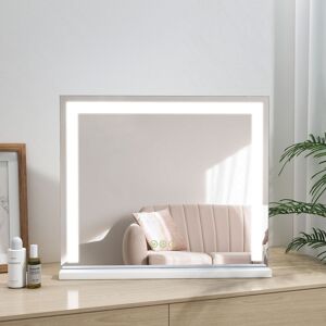 HEILMETZ Hollywood Dressing Table Mirror with Light Tabletop Vanity Mirror with Touch, 3 Color Lighting and Dimmable, Tabletop Cosmetic Mirror, White,