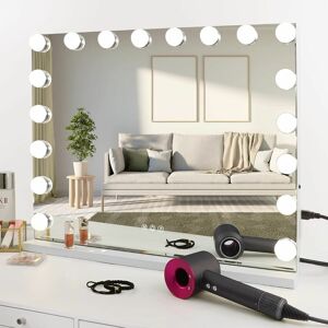 PULUOMIS Hollywood Makeup Mirror, Light Vanity Mirror, Bathroom Mirror, with led Dimmable Bulbs, usb Charging Port, Touch Screen(Rectangle, 18 Bulb, 8062.5cm)