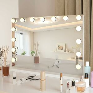 PULUOMIS Hollywood Makeup Mirror, Light Vanity Mirror, Bathroom Mirror, with led Dimmable Bulbs, usb Charging Port, Touch Screen(Rectangle, 15 Bulb, 4845cm)