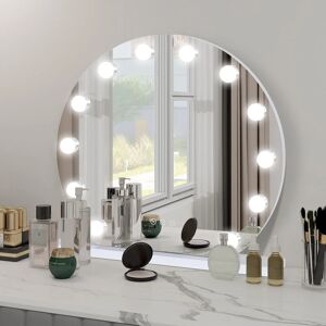 PULUOMIS Hollywood Makeup Mirror, Light Vanity Mirror, Bathroom Mirror, with led Dimmable Bulbs, usb Charging Port, Touch Screen(Round, 12 Bulb, 5047.5cm)