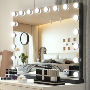 PULUOMIS Hollywood Makeup Mirror, Light Vanity Mirror, Bathroom Mirror, with led Dimmable Bulbs, usb Charging Port, Touch Screen(18 Bulbs, 8062.5cm, Black)