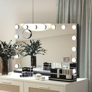 PULUOMIS Hollywood Makeup Mirror, Light Vanity Mirror, Bathroom Mirror, with led Dimmable Bulbs, usb Charging Port, Touch Screen(15 Bulbs, 4845cm, Black)