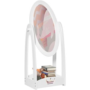 Free Standing Dressing Mirror Kids with Storage For 3- 8 Years Old White - White - Homcom