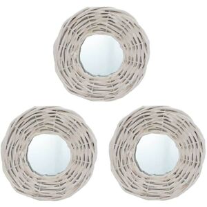 Mirrors 3 pcs White 15 cm Wicker - Hommoo