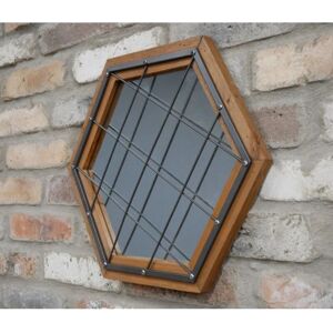 Uniquehomefurniture - Industrial Wall Mirror Vintage Style Rustic Wood Window Urban Metal Bathroom