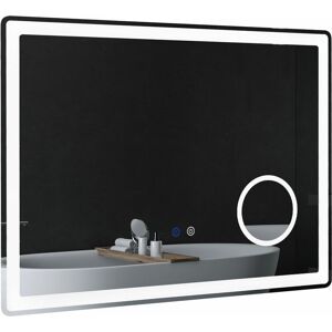 Led Lighted Bathroom Mirror with 3X Magnifying Mirror, Anti-Fog - Clear - Kleankin