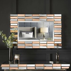 Carme Home - Knightsbridge Luxury Wall Rectangle Mirror 3D Mirrored Glass Effect Design For Bedroom Living Room Hallway (Rosegold) - Rose Gold