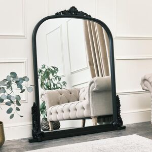 Melody Maison - Large Arch Black Ornate Overmantle Mirror - 152cm x 128cm - Black