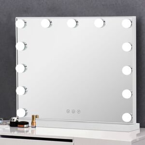 Large Makeup Dressing Mirror With 13 led Light Touch Dimmable Bulb - Livingandhome