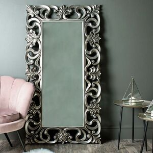 MELODY MAISON Large Baroque-style Silver Wall / Floor Mirror 90cm x 168cm - Silver