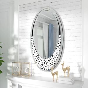 Luvodi - Large Sparkle Resin Necklace Oval Frameless Bathroom Wall Vanity Mirror Art Decor