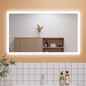 AICA SANITAIRE Led Bathroom Mirror with Shaver Socket Anti Fog Dimmable 3 Light Colour Touch Sensor/Wall Switch Horizontal Vertical, 1200x700mm Type b