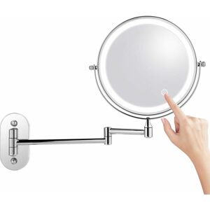 Héloise - led Lighted Cosmetic Mirror with 1x/7X Magnification - Wall Mounted - Cosmetic Mirror with Adjustable Touch Button - 360° Swivel & Vertical