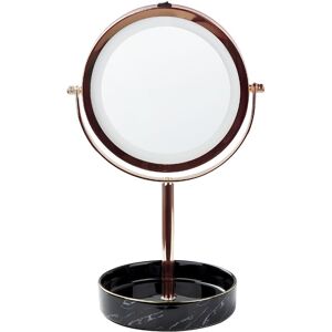 Beliani - led Makeup Mirror 1x/5x Magnification Double Sided Iron Frame ø 26 cm Rose Gold Savoie - Rose Gold