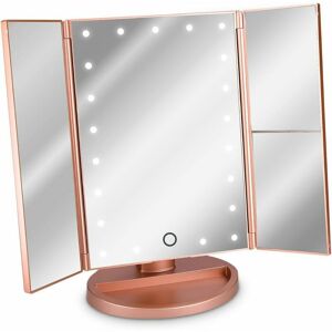 HOOPZI Led cosmetic mirror Foldable standing mirror - Illuminated makeup mirror 2 x makeup mirror 3 x magnifying mirror - in rose gold