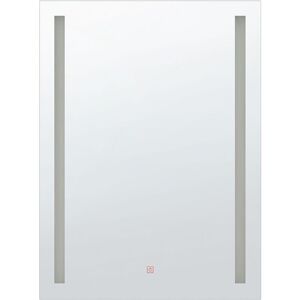 BELIANI Modern Rectangular Wall Bathroom led Mirror Vanity 70 x 90 cm Silver Martinet - Silver