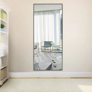 Livingandhome - 120cm Black Modern Slim Frame Length Wall Mirror
