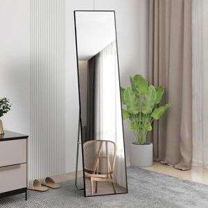 Livingandhome - 150cm Black Slim Frame Freestanding Wall Mounted Mirror
