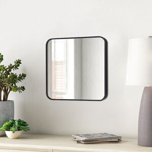 LIVINGANDHOME Black 40cm Square Wall Mirror with Aluminum Alloy Frame