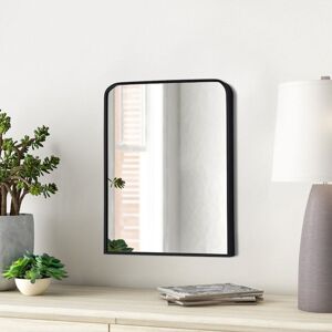 Livingandhome - Black 50cm Contemporary Arched Wall Mirror