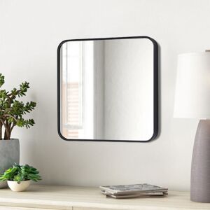 LIVINGANDHOME Black 50cm Square Wall Mirror with Aluminum Alloy Frame