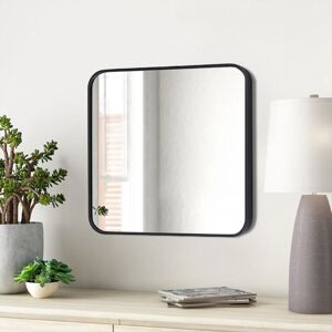 Livingandhome - Black 60cm Square Wall Mirror with Aluminum Alloy Frame