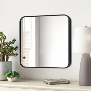 Livingandhome - Black 70cm Square Wall Mirror with Aluminum Alloy Frame