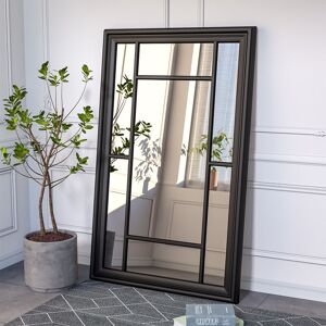 Livingandhome - Black Large Frame Garden Wall Hanging Glass Mirror