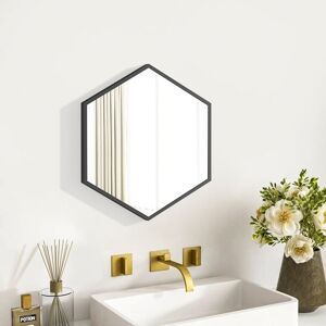 Livingandhome - Black Wall Mounted Modern Hexagon Vanity Mirror for Bathroom