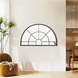 Livingandhome - Black Window Pane Half Circle Wall Mirror