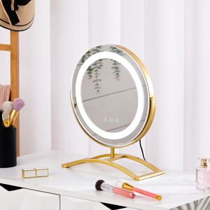Gold Round led Makeup Dressing Table Mirror - Livingandhome