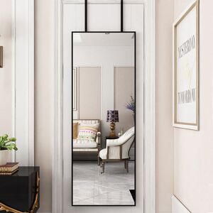 Livingandhome - Metal Frame Over the Door Full Length Mirror All Overlook Black Mirror