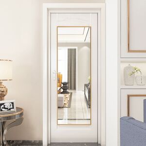 LIVINGANDHOME Metal Frame Over the Door Full Length Mirror Medium Gold Mirror