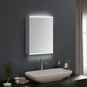 LIVINGANDHOME Modern Frameless 1Door LED Mirror Cabitnet White